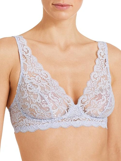 Shop Hanro Luxury Moments Lace Bralette In Lavender Frost