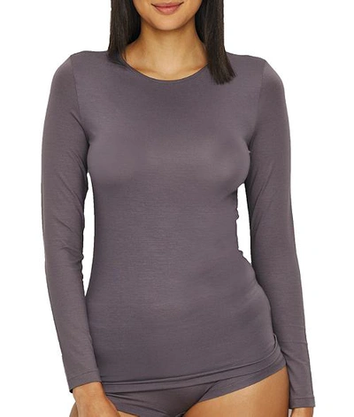 Shop Hanro Soft Touch Modal Lounge Top In Warm Grey