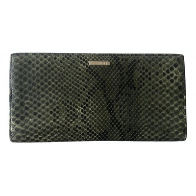 Pre-owned Fendi Green Python Wallet