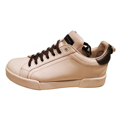 Pre-owned Dolce & Gabbana Leather Trainers In White