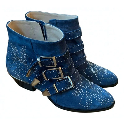 Pre-owned Chloé Susanna Buckled Boots In Blue