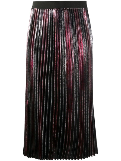 Shop Zadig & Voltaire Metallic Pleated Skirt In Red