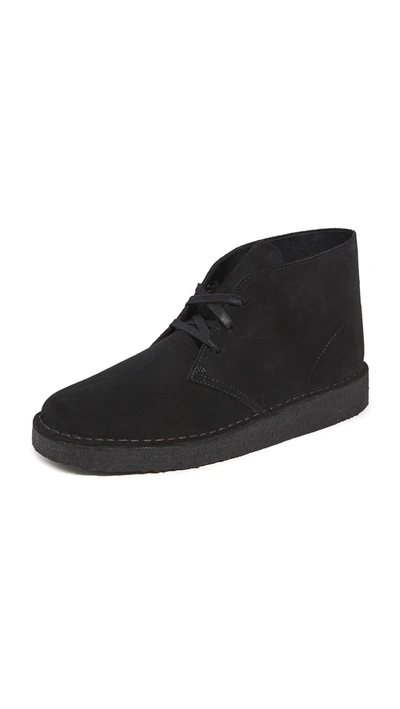 Shop Clarks Desert Coal Shoes In Black Suede