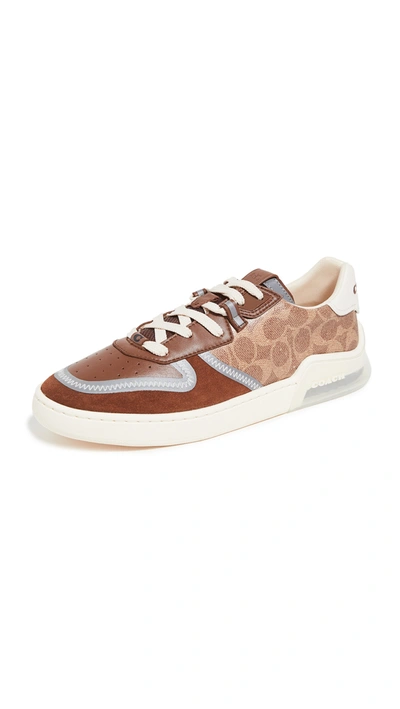 Shop Coach Citysole Signature Court Sneakers In Khaki/saddle