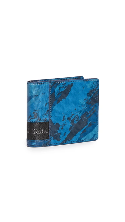 Shop Ps By Paul Smith Camo Bifold Wallet In Blue