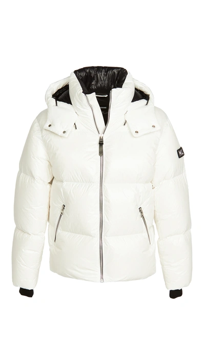 Shop Mackage Kent Hooded Down Puffer Jacket In Off White