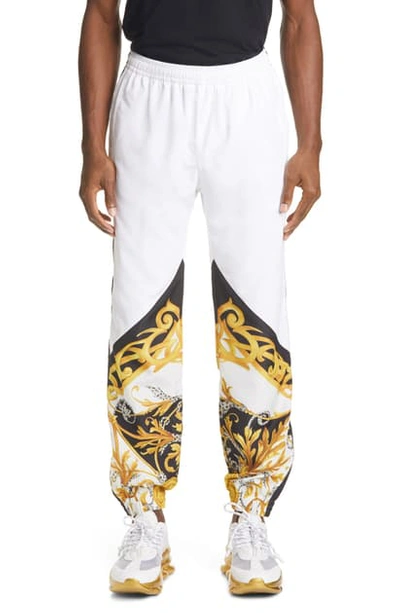 Shop Versace Barocco Acanthus Print Joggers In White