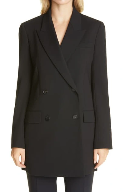 Shop Partow Lennox Stretch Virgin Wool Double Breasted Jacket In Black