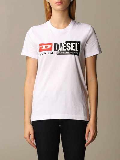 Shop Diesel Logo T-shirt In White