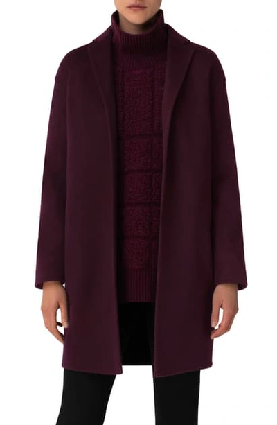 Shop Akris Double Face Cashmere Coat In Plum