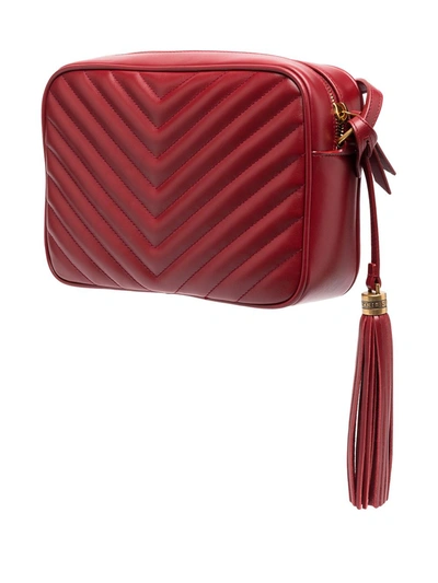 Shop Saint Laurent Monogram Lou Leather Camera Bag In Red