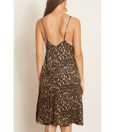 Shop R13 Ts Midi Slip Dress With Back Tie In Grey/orange Leopard In Animal Print