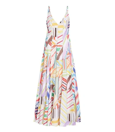 Shop Rosie Assoulin Million Pleats V-neck Watercolor Dress In White