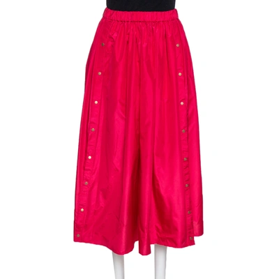 Pre-owned Kenzo Pink Tafetta Silk Blend Midi Skirt S
