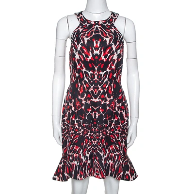 Pre-owned Alexander Mcqueen Mcq By  Red & Black Print Sleeveless Bodycon Dress S