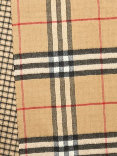Shop Burberry Reversible Contrast Check Cashmere Scarf In Archive Beige