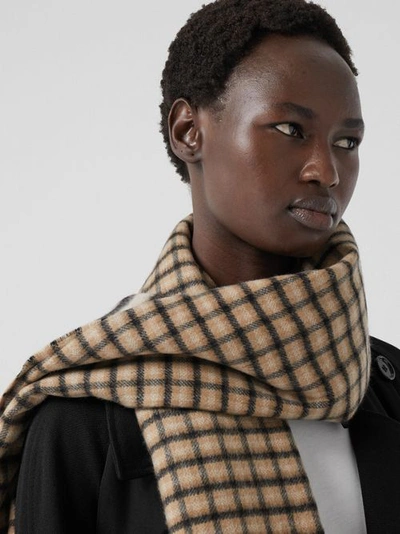 Shop Burberry Reversible Contrast Check Cashmere Scarf In Archive Beige