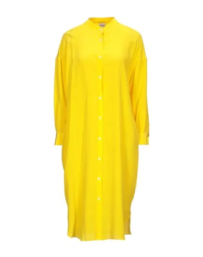 Shop Aspesi Woman Midi Dress Yellow Size 10 Silk