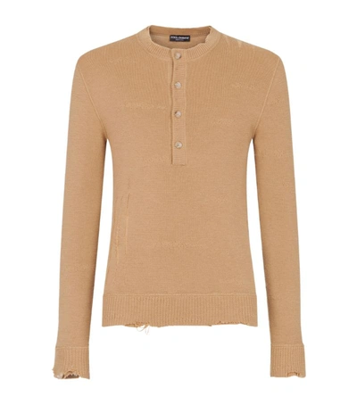 Shop Dolce & Gabbana Distressed Button-up Sweater