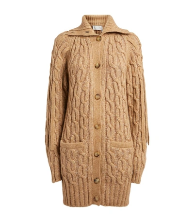 Shop Chloé Longline Cable-knit Cardigan