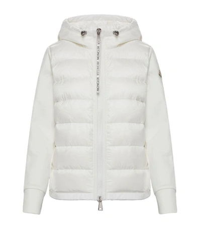 Shop Moncler Quilted Panel Hoodie Cardigan