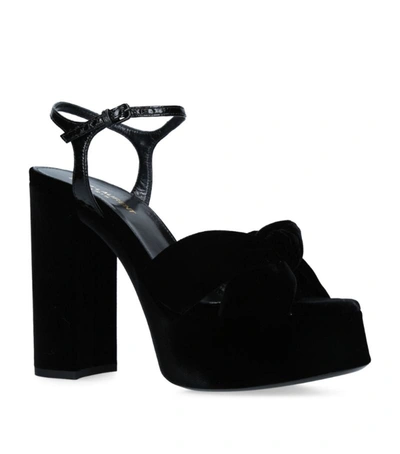 Shop Saint Laurent Snakeskin And Velvet Bianca Sandals 85