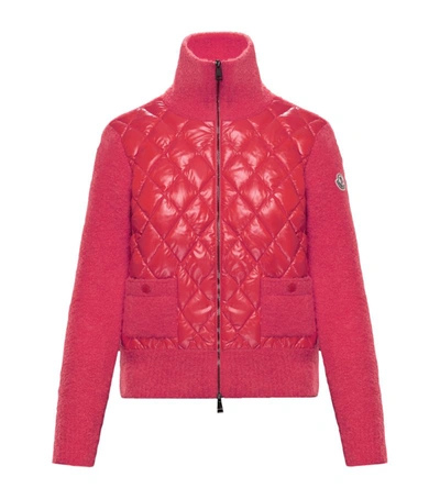 Shop Moncler Quilted Panel Zip-up Cardigan