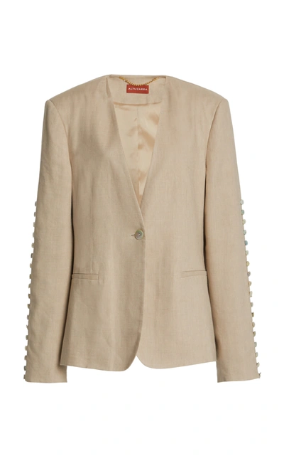 Shop Altuzarra Women's Fern Linen-blend Button Jacket In Neutral,white