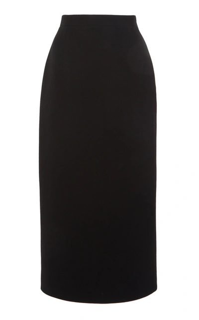 Shop Alessandra Rich Wool-crepe Midi Skirt In Black