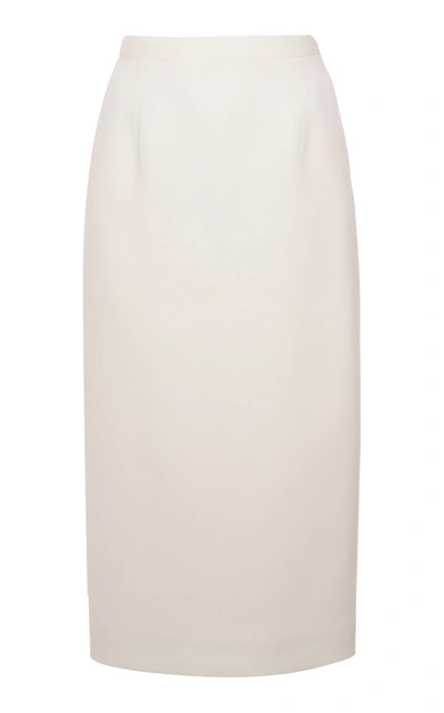Shop Alessandra Rich Wool-crepe Midi Skirt In White