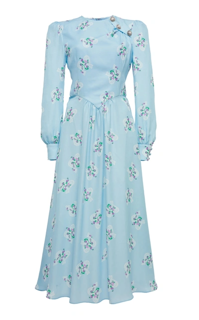 Shop Alessandra Rich Women's Embellished Bow Silk Dress In Blue
