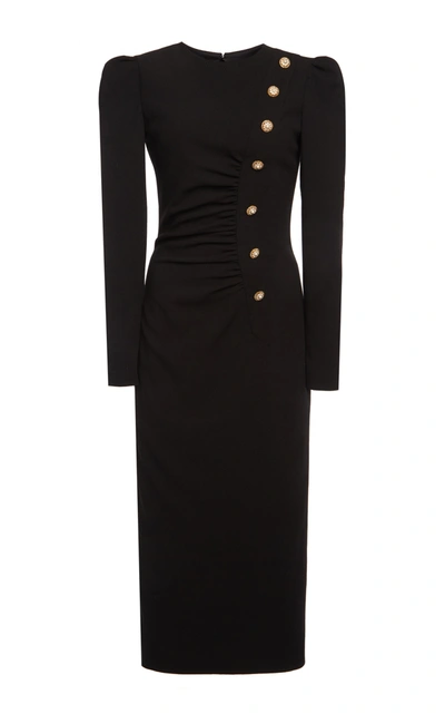 Shop Alessandra Rich Women's Crystal-embellished Stretch-wool Crepe Midi Dress In Black