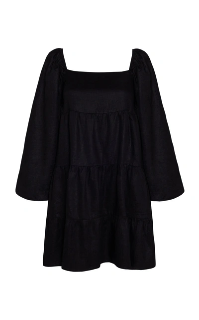 Faithfull The Brand Morissa Linen Mini Dress In Black