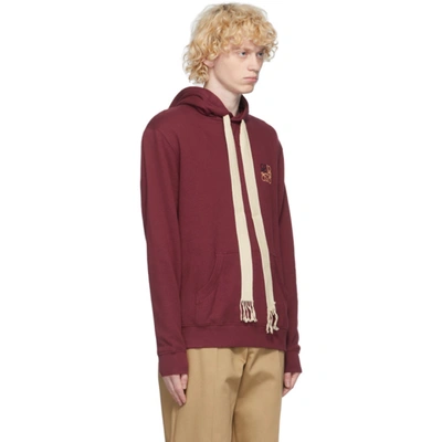 Shop Loewe Burgundy Anagram Embroidered Hoodie In 7110 Burgun