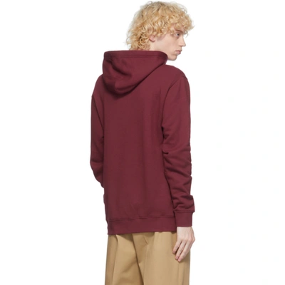 Shop Loewe Burgundy Anagram Embroidered Hoodie In 7110 Burgun