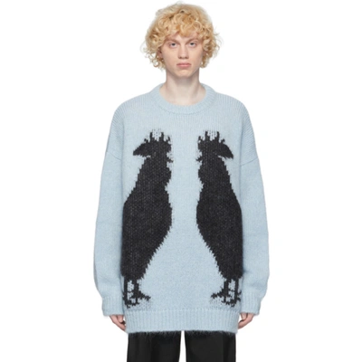 Shop Loewe Blue Mohair And Wool Rooster Sweater In 5148 Lht Bl