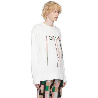 Shop Loewe Off-white Logo Stitch Sweater In 2059 Whtpnk