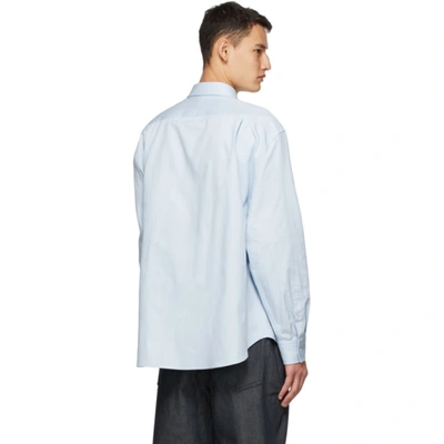 Shop Loewe Blue Anagram Oversized Shirt In 5145 Skyblu