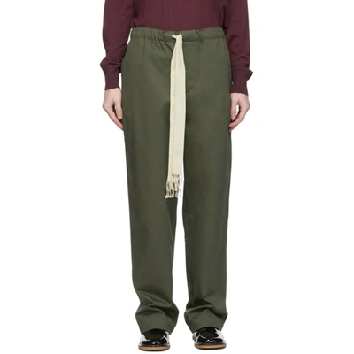 Shop Loewe Khaki Drawstring Trousers In 4430 Green