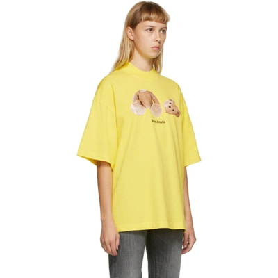 Shop Palm Angels Yellow Bear T-shirt In Yellow/brwn