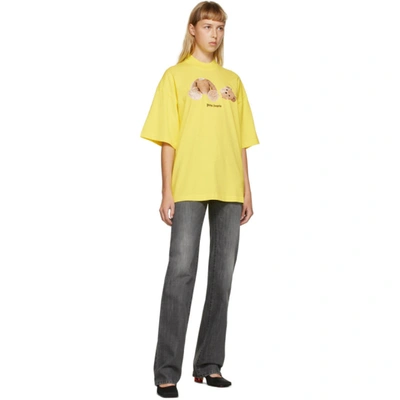 Shop Palm Angels Yellow Bear T-shirt In Yellow/brwn