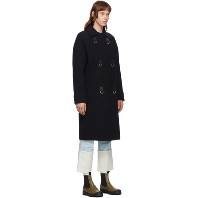 Shop Loewe Navy Wool And Cashmere Oversized Coat In 5110 Navy