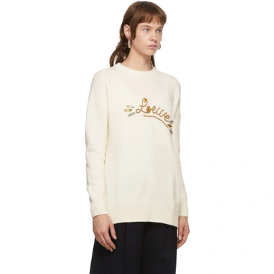 Shop Loewe White Wool Embellished Sweater In 2073 White