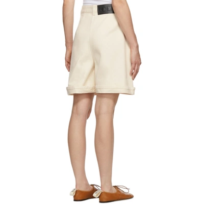 Shop Loewe Off-white Denim Shorts In 2110 Ivory