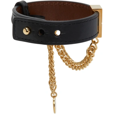 Shop Givenchy Black Leather Bracelet In 001 Black