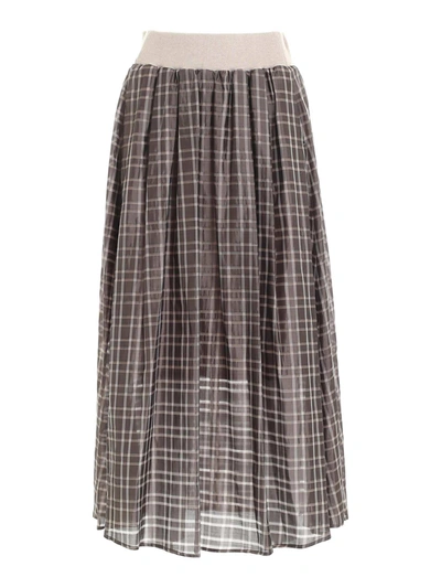 Shop Peserico Pleated Skirt In Grey And Beige