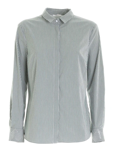 Shop Peserico Striped Shirt In Green And White