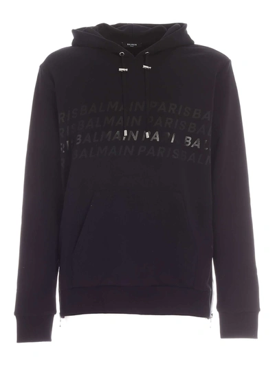 Shop Balmain Side Zip Sweatshirt In Black