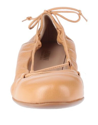 Shop Armani Collezioni Ballet Flats In Camel