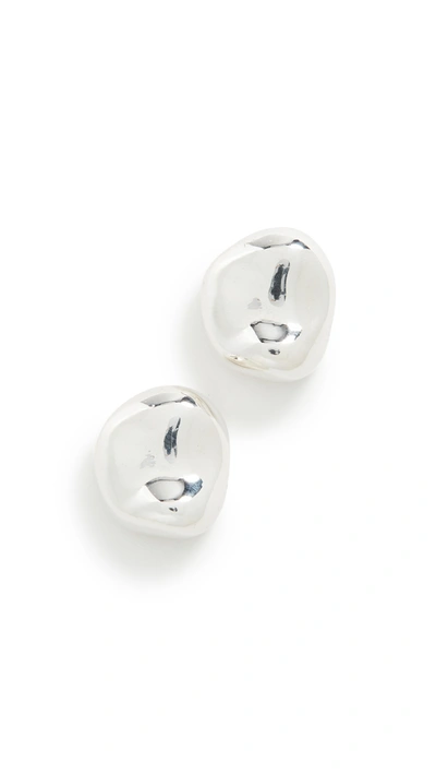 Shop Agmes Small Gia Stud Earrings In Silver